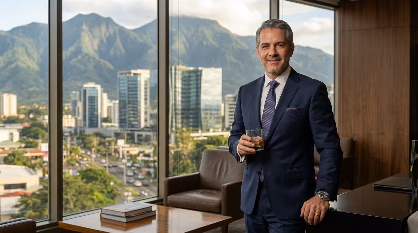 Sugar Daddy en Costa Rica - empresario sofisticado con vista a Escazú