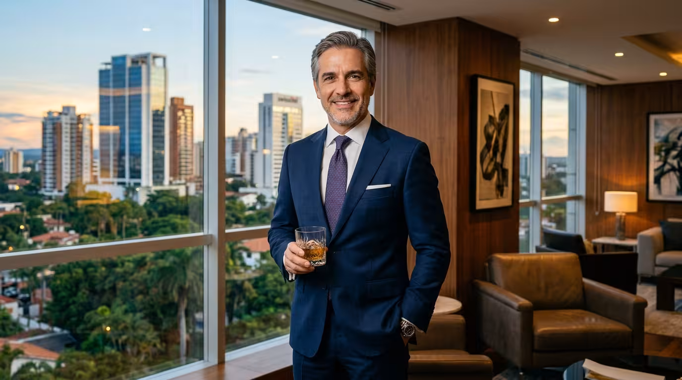 Sugar Daddy boliviano - empresario sofisticado con vista a Santa Cruz