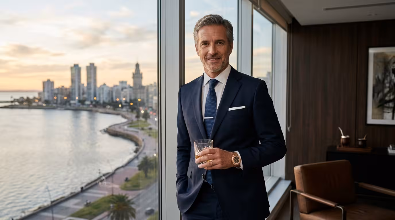 Sugar Daddy uruguayo - empresario sofisticado con vista a Montevideo