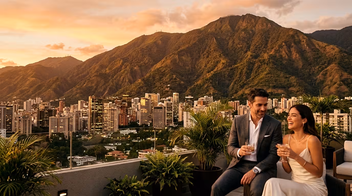 Sugar Daddy y Sugar Baby en Venezuela - skyline de Caracas con el Ávila al fondo