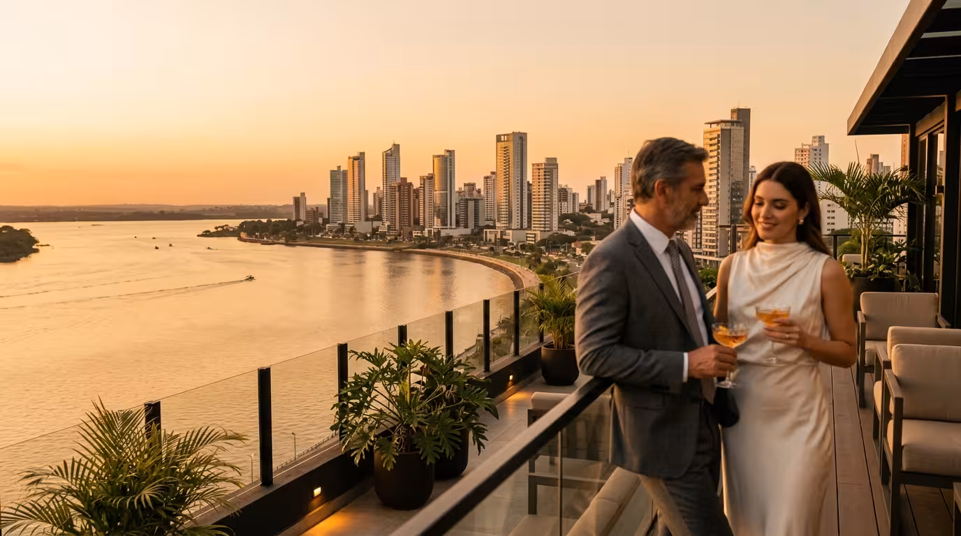 Sugar Daddy y Sugar Baby en Paraguay - skyline de Asunción al atardecer